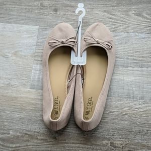 🪴 New Women's Taupe Flats With Bows, Size 10